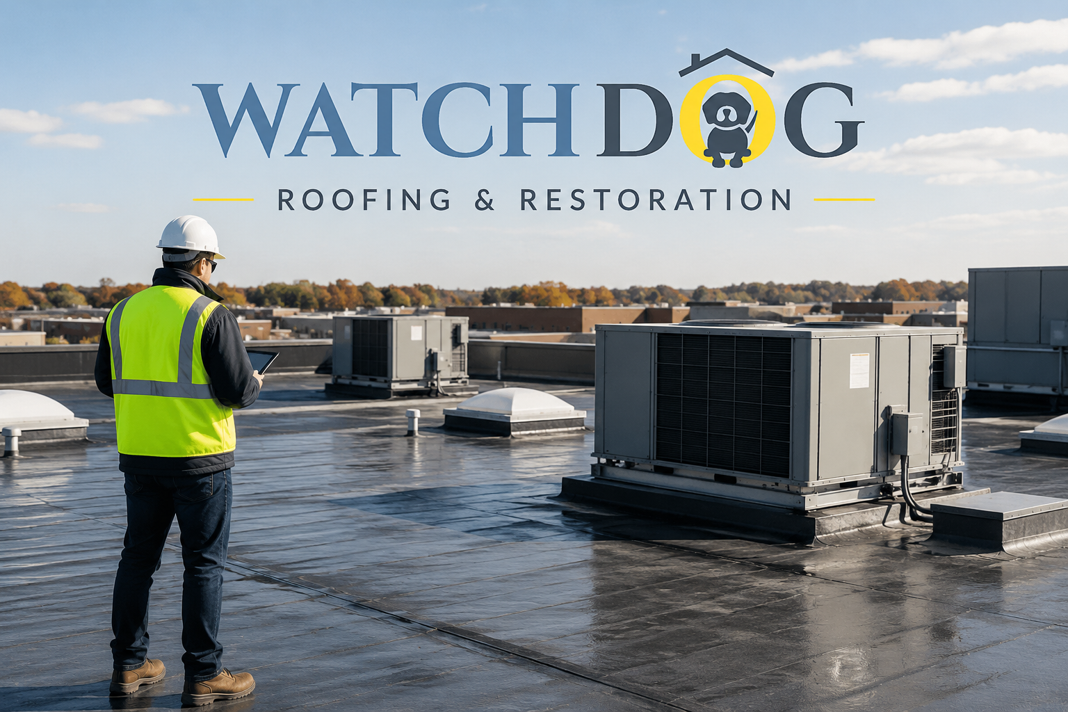 Commercial flat roof inspection on a Brighton Colorado warehouse