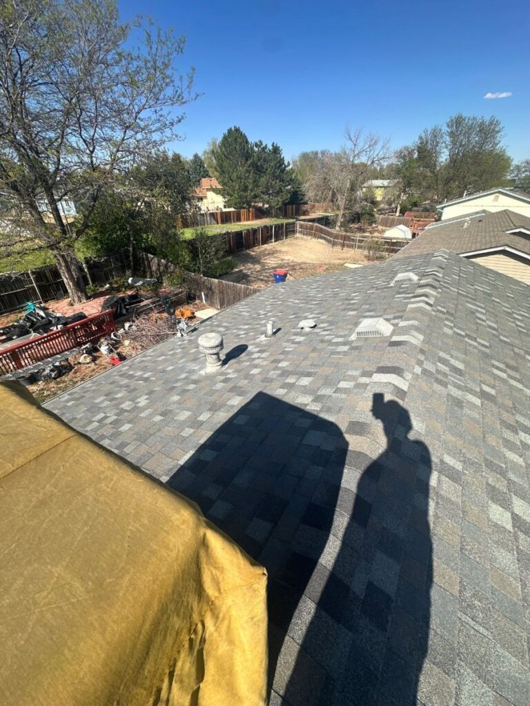 Rear slope of a Broomfield roof documented during inspection